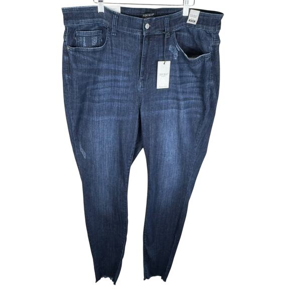 Judy Blue Denim - Judy Blue NWT Dark Wash High Rise Raw Hem Distressed Stretchy Skinny Jeans 20W
